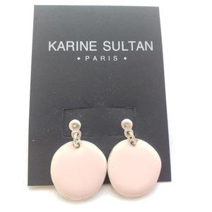Karine Sultan Pink Enamel Dangle Earrings Pierced